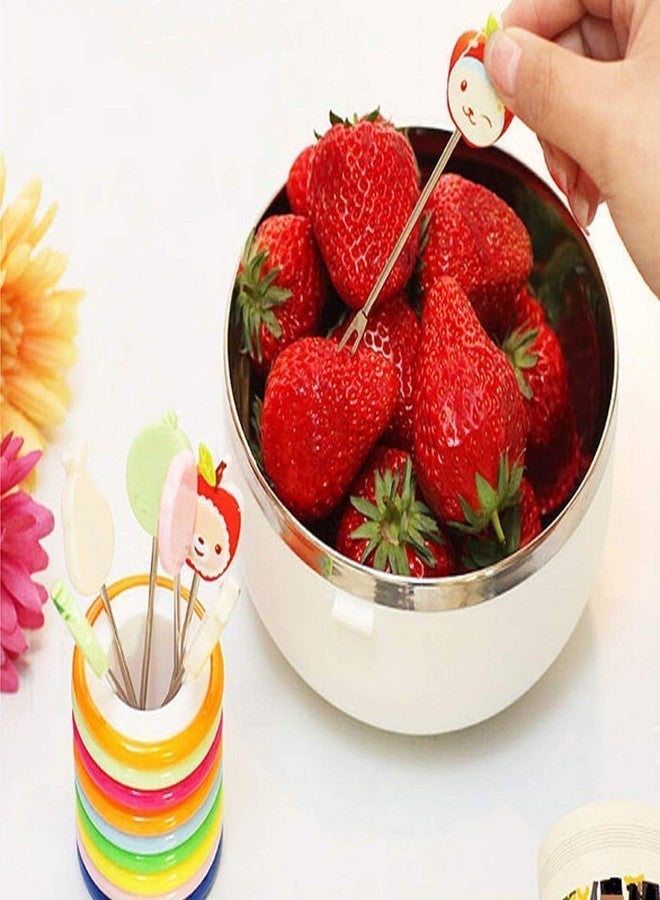 Prostuff.in Colourful Ring Style Stainless Steel Fruit Fork Stand with 8 Cartoon Shape Suitable for Fruit-Salad, Multi Color - Image 5